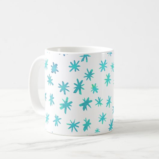 Aquarellsterne - Türkis Kaffeetasse (Vorderseite Links)