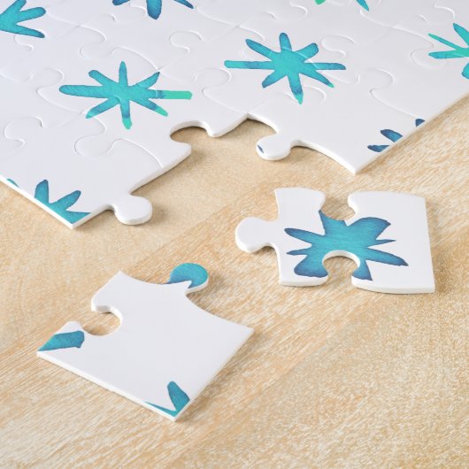 Aquarellsterne - Türkis Puzzle (Seite)