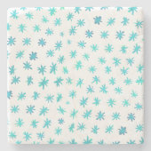 Aquarellsterne - Türkis Steinuntersetzer (Vorderseite)