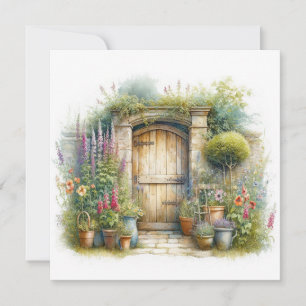 Aquarellstil Cottage-Garten-Tor Freundschaft Karte