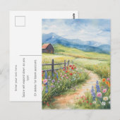 Aquarellstil Frühlingswiese mit Blumen Postkarte (Vorne/Hinten)