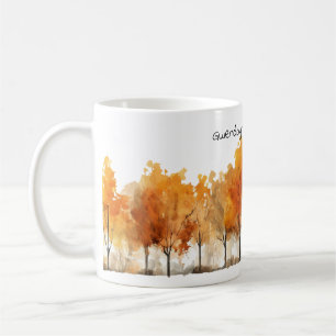 Aquarellstil Herbstbäume Serenität Kaffeetasse