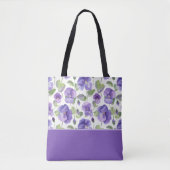 Aquarellstil Lila-Stiefmütterchen-Art Farbblock Tasche (Vorderseite)