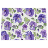 Aquarellstil Lila-Stiefmütterchen-Typ-Blumen Große Geschenktüte (Rückseite)