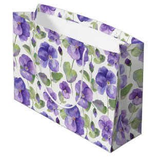 Aquarellstil Lila-Stiefmütterchen-Typ-Blumen Große Geschenktüte
