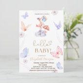 AquarellStorch Butterfly Dots Baby Dusche Einladung (Stehend Vorderseite)