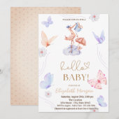 AquarellStorch Butterfly Dots Baby Dusche Einladung (Vorne/Hinten)