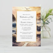 Aquarellstrand bei Sonnenuntergang Einladung (Stehend Vorderseite)