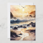 Aquarellstrand bei Sonnenuntergang Einladung (Rückseite)