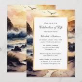 Aquarellstrand bei Sonnenuntergang Einladung (Vorne/Hinten)