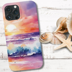 Aquarellstrand bei Sunset Monogram Case-Mate iPhone Hülle