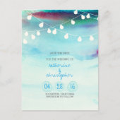 Aquarellstrand Blau Omelfarben Save the Date Ankündigungspostkarte (Vorderseite)