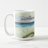 Aquarellstrand, das Leben ist ein Strand, Kaffee T Kaffeetasse (Links)
