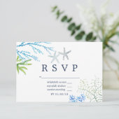 Aquarellstrand Hochzeitshochzeit RSVP Karte (Stehend Vorderseite)