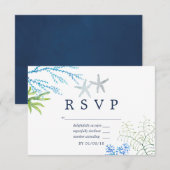 Aquarellstrand Hochzeitshochzeit RSVP Karte (Vorne/Hinten)