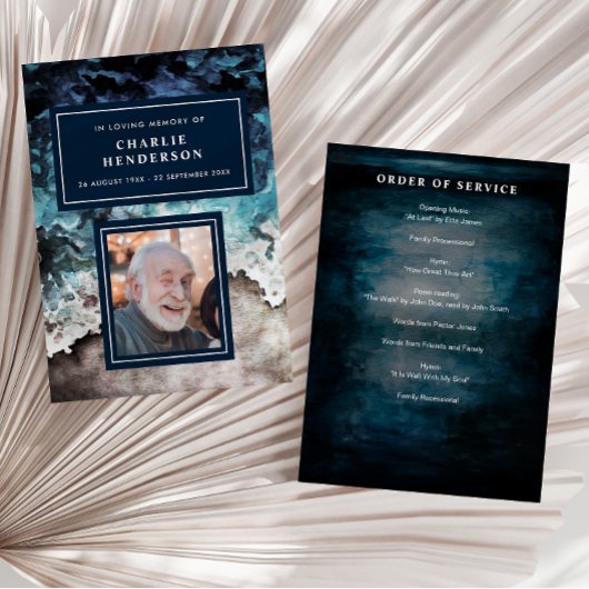 Aquarellstrand in Love Memory Beerdigung/Gedenkfei Programm