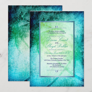 Aquarellstrand, Palmen, Einladungen für Hochzeiten