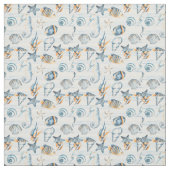 Aquarellstrand Seashell Ferienhaus Blau Stoff (Muster)