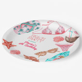 Aquarellstrand Sommer Party Geburtstag Pappteller (Schrägansicht)