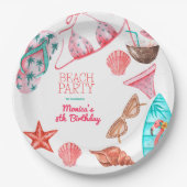 Aquarellstrand Sommer Party Geburtstag Pappteller (Vorderseite)