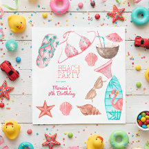 Aquarellstrand Sommer Party Geburtstag