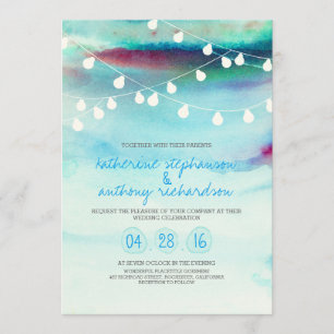 Aquarellstrasse Lichter Hochzeitseinladung Einladung