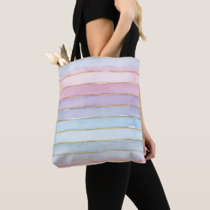 Aquarellstreifen Blau Lila Rosa Sommerzeit Tasche