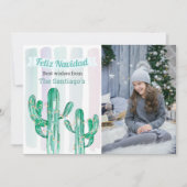 Aquarellstreifen Cactus Feliz Navidad Weihnachten (Vorderseite)