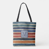Aquarellstreifen Navy Farbbblock Monogramm Tasche (Rückseite)