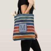 Aquarellstreifen Navy Farbbblock Monogramm Tasche (Von Nahem)