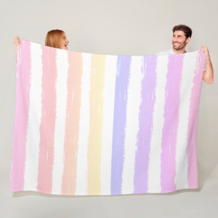 Aquarellstreifen Rosa Pfirsich Gelb Fleecedecke