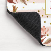 Aquarellstreifen und Blumen mit Goldpunkten Mousepad (Ecke)