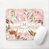 Aquarellstreifen und Blumen mit Goldpunkten Mousepad (Mit Mouse)