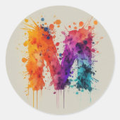 Aquarellstrich Runder Aufkleber (Vorderseite)