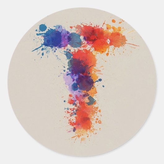 Aquarellstrich T Runder Aufkleber (Vorderseite)