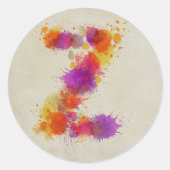 Aquarellstrich Z Runder Aufkleber (Vorderseite)
