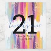 Aquarellstriche 21. Geburtstagsfeier Weinetikett (Einzelnes Label)