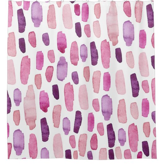 Aquarellstriche: Rosa, Lila Muster. Duschvorhang (Vorderseite)