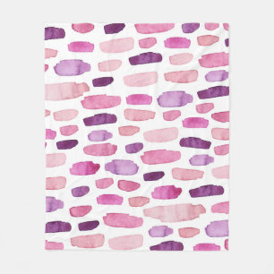 Aquarellstriche: Rosa, Lila Muster. Fleecedecke