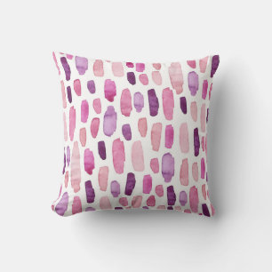 Aquarellstriche: Rosa, Lila Muster. Kissen