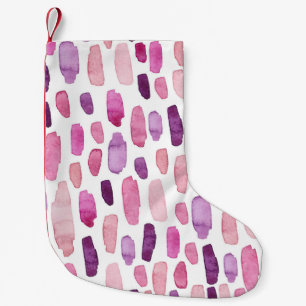 Aquarellstriche: Rosa, Lila Muster. Kleiner Weihnachtsstrumpf