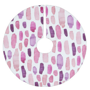 Aquarellstriche: Rosa, Lila Muster. Polyester Weihnachtsbaumdecke