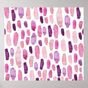 Aquarellstriche: Rosa, Lila Muster. Poster