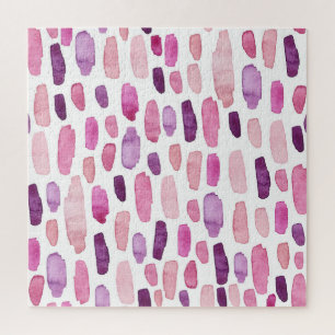 Aquarellstriche: Rosa, Lila Muster. Puzzle