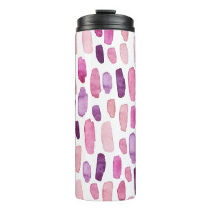 Aquarellstriche: Rosa, Lila Muster. Thermosbecher