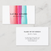 Aquarellstriche Rotes Violett Türkis Visitenkarte (Vorne/Hinten)