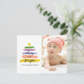 Aquarellstriche, Weihnachtsbaum, Stern, Foto Feiertagspostkarte (Stehend Vorderseite)