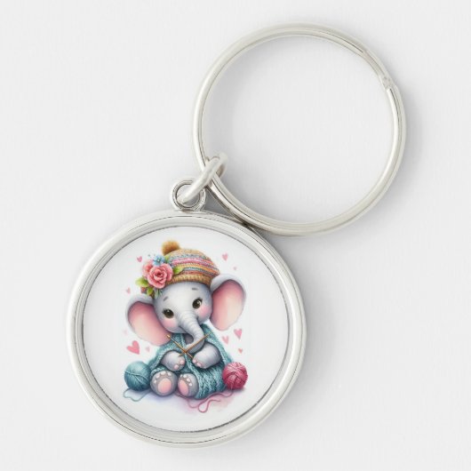 AquarellstrickElefant Schlüsselanhänger (Vorne)