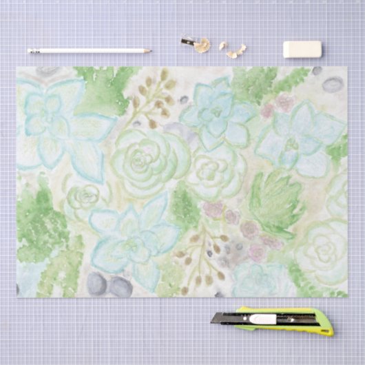 AquarellSucculents Seidenpapier (Handwerk)