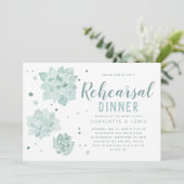 Aquarellsukkulente Hochzeiten Probe Abendessen Einladung (Stehend Vorderseite)